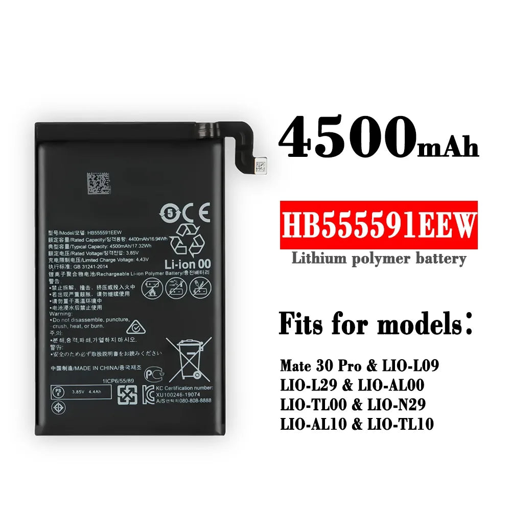 Batterie de remplacement pour Huawei Mate 30 Pro 5G, HB555591EEW Batterie de remplacement pour Huawei Mate 30 Pro 5G, HB555591EEW
